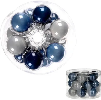 Vánoční dekorace Autronic Ozdoby skleněné, modro-bílé barvy, pr.4cm, cena za 1 balení (18ks) - VAK108-4