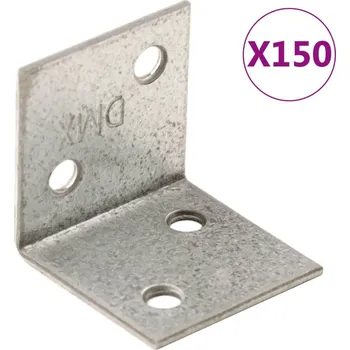 Tesařské kování vidaXL Úhlové konzoly 150 ks 2 mm 30 x 25 x 30 mm pozinkovaná ocel