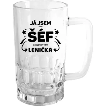 Sklenice Půllitr skleněný Já jsem tady šéf, dokud tady není jméno.