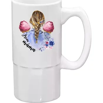 Sklenice Půllitr bílý vysoký Jsem máma - dvě holčičky