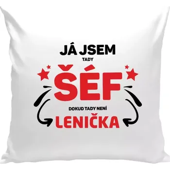 Polštář Polštář bílý 40x40 cm Já jsem tady šéf, dokud tady není jméno.