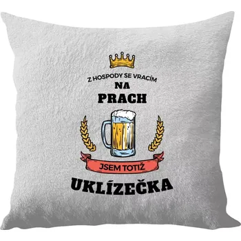 Polštář Polštář bílý 40x40 cm - dlouhý chlup Z hospody se vracím - Uklízečka