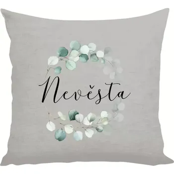 Polštář Polštář lněný 40x40 cm Nevěsta - eukalyptus