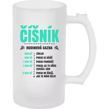 Sklenice Půllitr pro číšníky - Hodinová sazba - číšník - matný