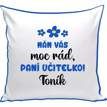 Polštář Polštář barevný 32x32 cm Mám vás moc rád, paní učitelko