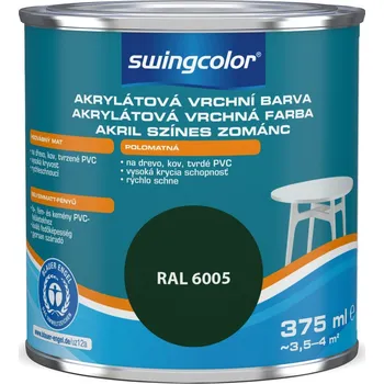 Lak na dřevo Swingcolor Barevný email, mechově zelený, polomatný, 375 ml 6171 T0375 6005