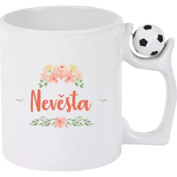 Hrnek 330 ml - fotbalový míč Nevěsta - oranžové květiny