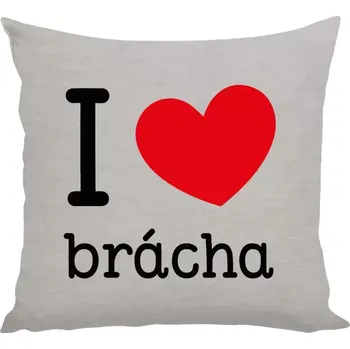 Polštář Polštář lněný 40x40 cm I love brácha