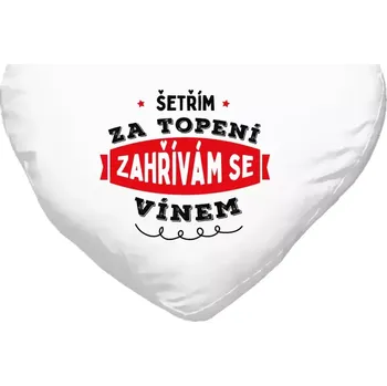 Polštář Polštář srdce 40x35 cm Zahřívám se vínem