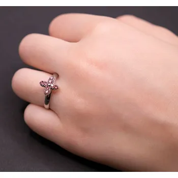 Prsten Dětský prstýnek růžový křížek