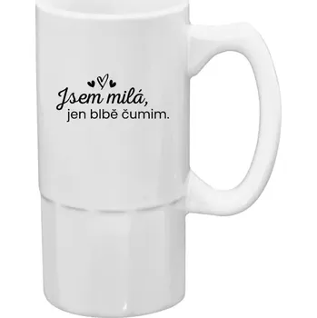 Sklenice Půllitr pro milovníky drzých hlášek - Jsem milá, jen blbě čumim. - 500 ml