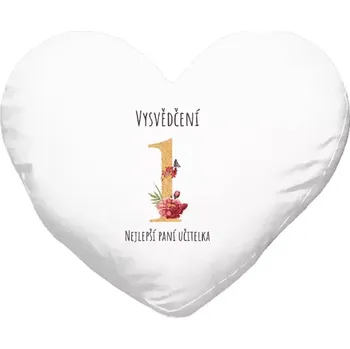 Polštář Polštář srdce 40x35 cm Vysvědčení - nejlepší paní učitelka