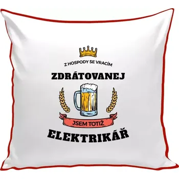 Polštář Polštář barevný 32x32 cm Z hospody se vracím - Elektrikář
