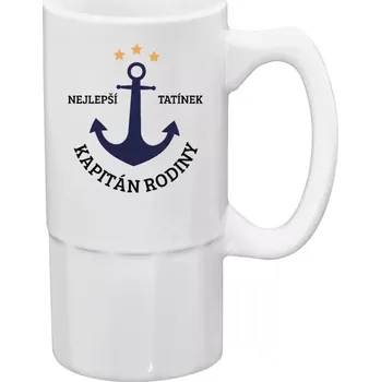 Sklenice Půllitr bílý vysoký Kapitán rodiny