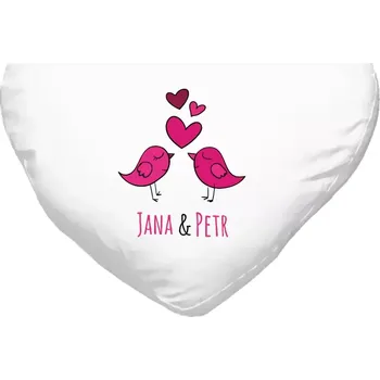 Polštář Polštář srdce 40x35 cm Ptáčci se jmény