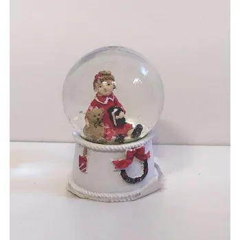 Vánoční dekorace Sněžítko - dítě s medvídkem (Sněžící skleněná koule - holčička a medvěd)