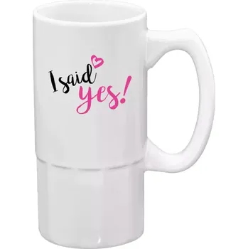 Sklenice Půllitr bílý vysoký I said yes!