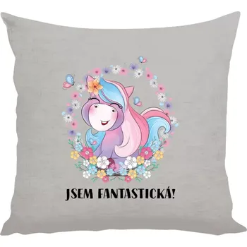 Polštář Polštář lněný 40x40 cm Jsem fantastická