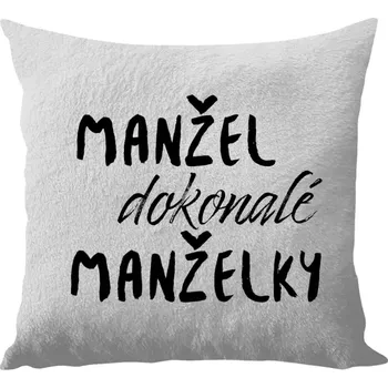 Polštář Polštář bílý 40x40 cm - dlouhý chlup Manžel dokonalé manželky