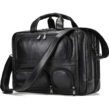 Cestovní taška do letadla kožená aktovka 17" Barva (Varianta): Design1 černá