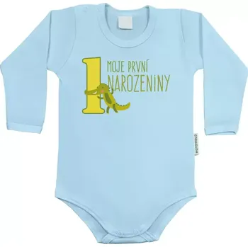 Kojenecký body Dětské body s dlouhým rukávem Moje první narozeniny - krokodýl