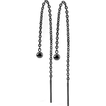Náušnice Šperky4U Černé ocelové náušnice řetízkové - OPN1125-K