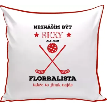 Polštář Polštář barevný 32x32 cm Nesnáším být sexy, ale jsem florbalista