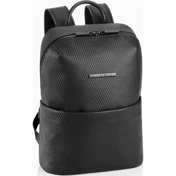 PORSCHE DESIGN Studio Backpack S Batoh do města v setu s malou kapsičkou na zip černá (Tenký batoh Porsche Design s přihrádkou na notebook a nastavitelnými popruhy.)
