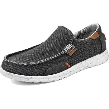 Pánské mokasíny Nazouvací plátěné boty pánské džínové loafers Barva: Černá, Velikost: 47
