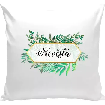 Polštář Polštář bílý 40x40 cm Nevěsta zelené listy