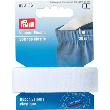 PRYM Pruženka velurová, 20 mm, bílý, 1 m