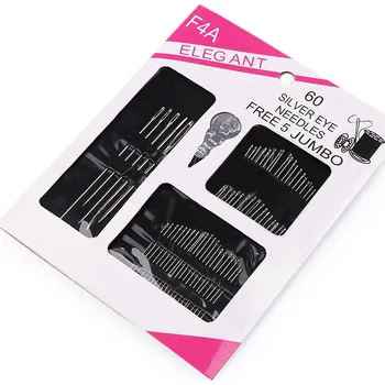 Nástroj na niť a příze Sada ručních jehel + navlékač, malé, nikl