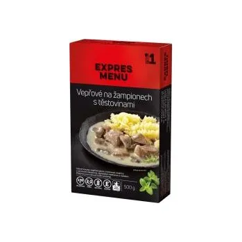 Hotové jídlo Vepřové na žampionech s těstovinami 500g - 1 porce 19335