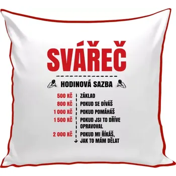 Polštář Polštář barevný 32x32 cm Hodinová sazba - svářeč