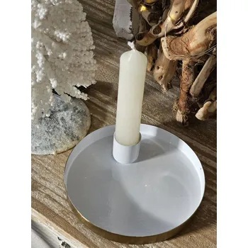 Svícen Bílo - zlatý kovový svícen Marrakech white - Ø 12*3 cm