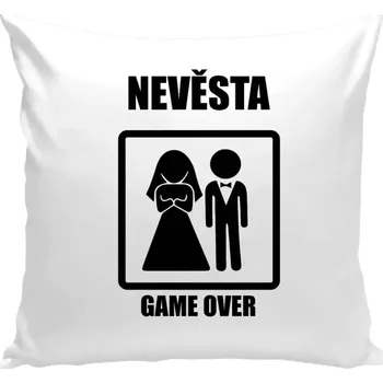 Polštář Polštář bílý 40x40 cm Game over - nevěsta