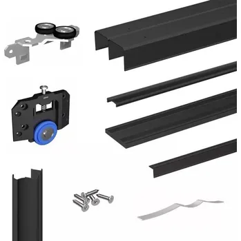 Nábytkové kování MARS Sada pro posuvné dveře, 3050 mm, černá&nbsp;213-506