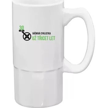 Sklenice Půllitr bílý vysoký Vášnivá cyklistka už x let