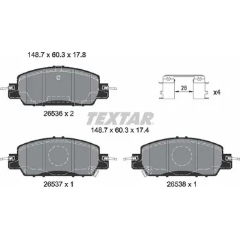 Brzdová destička Sada brzdových destiček, kotoučová brzda TEXTAR 2653601