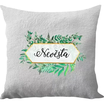 Polštář Polštář bílý 40x40 cm - dlouhý chlup Nevěsta zelené listy