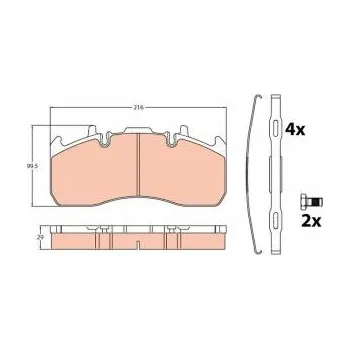 Brzdová destička Brzdové destičky 29173, 29203, 29272 pro RENAULT MIDLUM(05/06-), VOLVO FL6 II(05/06-) MERITOR ELSA 225-1 20570