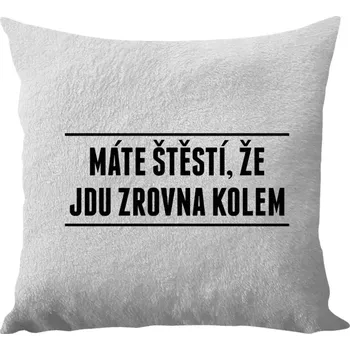 Polštář Polštář bílý 40x40 cm - dlouhý chlup Máte štěstí, že jdu zrovna kolem