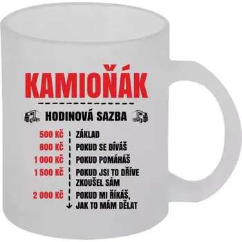 Hrnek 330 ml - skleněný matný Hodinová sazba - kamioňák
