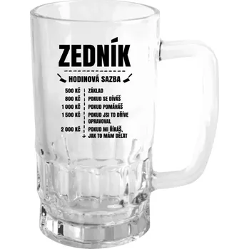 Sklenice Půllitr skleněný Hodinová sazba - zedník