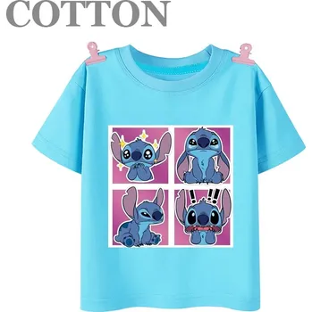 Dívčí tričko Lilo & Stitch Dětské modré triko s potiskem na motivy oblíbené pohádky "Lilo a Stitch" Barva: modrá 2023100804, Velikost: 130