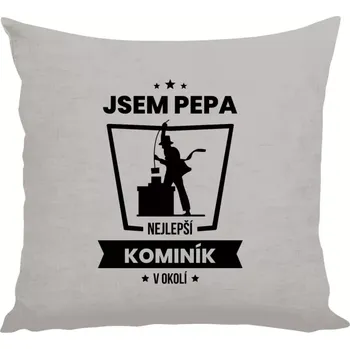 Polštář Polštář lněný 40x40 cm Nejlepší v okolí - kominík