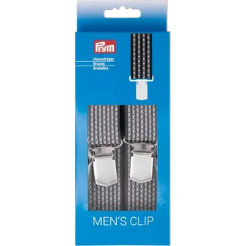 Galanterie PRYM Šle klasické, 120 cm, 30 mm, tmavě šedé pruhy