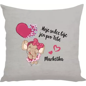 Polštář Polštář lněný 40x40 cm Moje srdce bije jen pro tebe se jménem