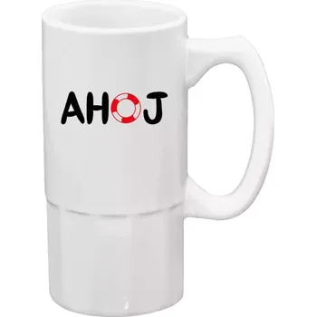 Sklenice Půllitr bílý vysoký AHOJ