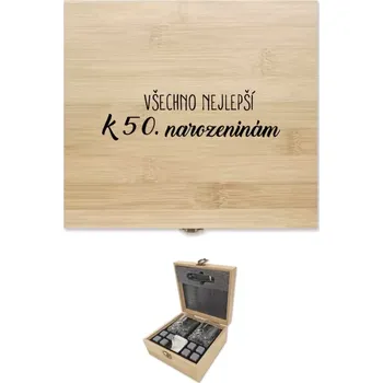 Party dekorace Narozeninová whisky sada v krabičce - Všechno nejlepší - k narozeninám - přírodní